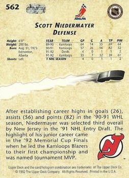 1992-93 Upper Deck #562 Scott Niedermayer Back