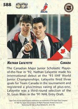 1992-93 Upper Deck #588 Nathan Lafayette Back