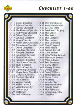 1992-93 Upper Deck #60 Checklist: 1-110 Front