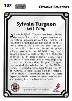 1992-93 Upper Deck #107 Sylvain Turgeon Back