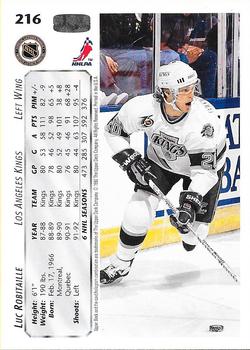 1992-93 Upper Deck #216 Luc Robitaille Back