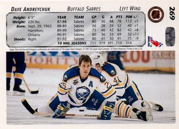 1992-93 Upper Deck #269 Dave Andreychuk Back
