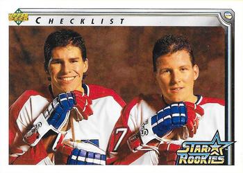 1992-93 Upper Deck #398 Star Rookie Checklist (Scott Lachance / Keith Tkachuk) Front