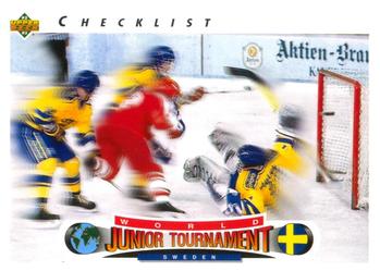 1992-93 Upper Deck #221 World Junior Championships Checklist Front