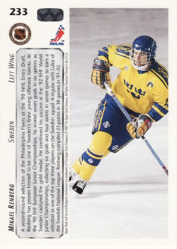 1992-93 Upper Deck #233 Mikael Renberg Back