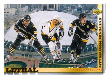 1992-93 Upper Deck #454 Mario Lemieux / Kevin Stevens / Rick Tocchet Front