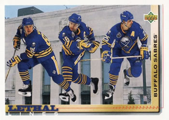 1992-93 Upper Deck #456 Pat LaFontaine / Dave Andreychuk / Alexander Mogilny Front