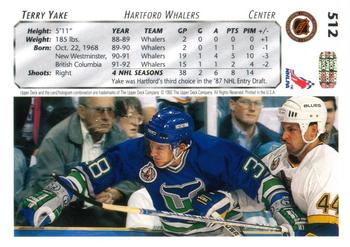 1992-93 Upper Deck #512 Terry Yake Back