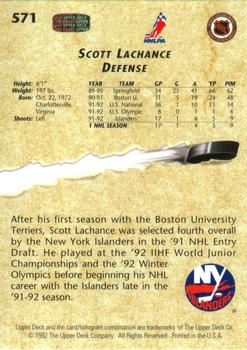 1992-93 Upper Deck #571 Scott Lachance Back