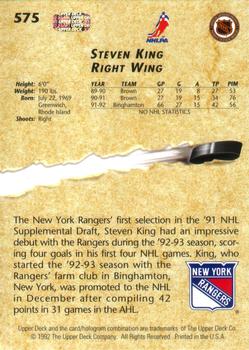 1992-93 Upper Deck #575 Steven King Back