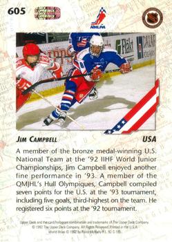 1992-93 Upper Deck #605 Jim Campbell Back