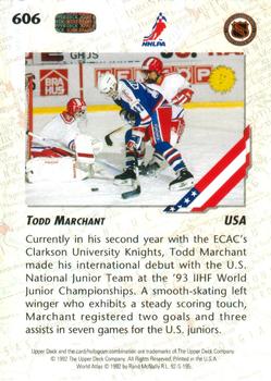 1992-93 Upper Deck #606 Todd Marchant Back