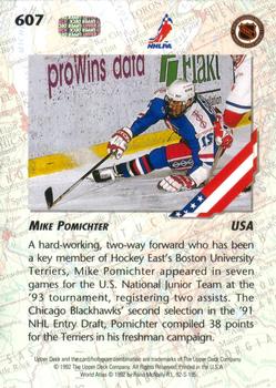 1992-93 Upper Deck #607 Mike Pomichter Back