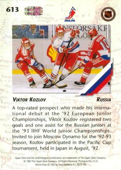 1992-93 Upper Deck #613 Viktor Kozlov Back
