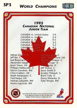 1992-93 Upper Deck #SP3 1993 World Junior Champions Back