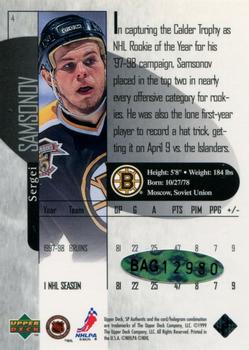 1999-00 SP Authentic - Buyback Autographs #4 Sergei Samsonov Back