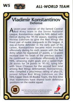 1992-93 Upper Deck - All-World Team #W5 Vladimir Konstantinov Back