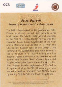 1992-93 Upper Deck - Calder Candidates #CC3 Felix Potvin Back