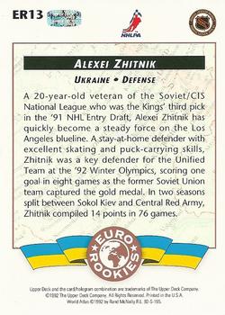 1992-93 Upper Deck - Euro-Rookies #ER13 Alexei Zhitnik Back