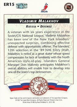 1992-93 Upper Deck - Euro-Rookies #ER15 Vladimir Malakhov Back