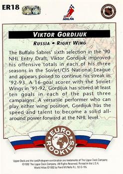1992-93 Upper Deck - Euro-Rookies #ER18 Viktor Gordiouk Back
