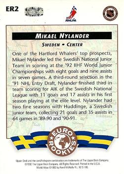 1992-93 Upper Deck - Euro-Rookies #ER2 Mikael Nylander Back