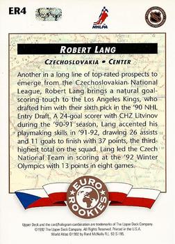 1992-93 Upper Deck - Euro-Rookies #ER4 Robert Lang Back