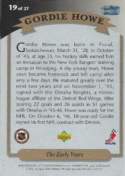 1992-93 Upper Deck - Hockey Heroes: Gordie Howe #19 Gordie Howe Back
