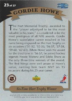 1992-93 Upper Deck - Hockey Heroes: Gordie Howe #23 Gordie Howe Back