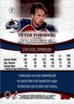 1999-00 Topps Gold Label - Class 2 #27 Peter Forsberg Back