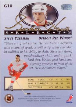 1992-93 Upper Deck - Gordie Howe Selects #G10 Steve Yzerman Back
