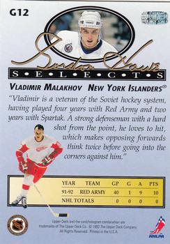 1992-93 Upper Deck - Gordie Howe Selects #G12 Vladimir Malakhov Back