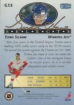1992-93 Upper Deck - Gordie Howe Selects #G15 Teemu Selanne Back
