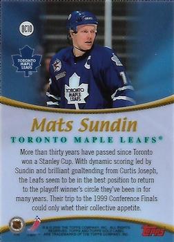 1999-00 Topps Gold Label - Quest for the Cup #QC10 Mats Sundin Back