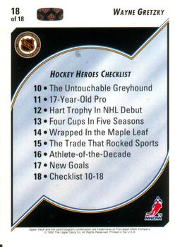 1992-93 Upper Deck - Hockey Heroes: Wayne Gretzky #18 Wayne Gretzky Back