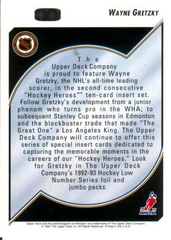 1992-93 Upper Deck - Hockey Heroes: Wayne Gretzky #NNO Header Card Back