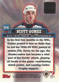 1999-00 Topps Premier Plus - Game Pieces #GP-SG Scott Gomez Back