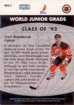 1992-93 Upper Deck - World Junior Grads #WG1 Scott Niedermayer Back