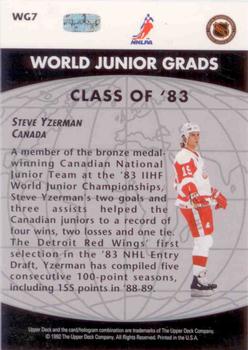 1992-93 Upper Deck - World Junior Grads #WG7 Steve Yzerman Back