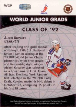 1992-93 Upper Deck - World Junior Grads #WG9 Alexei Kovalev Back