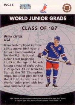 1992-93 Upper Deck - World Junior Grads #WG15 Brian Leetch Back