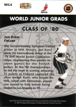 1992-93 Upper Deck - World Junior Grads #WG4 Jari Kurri Back