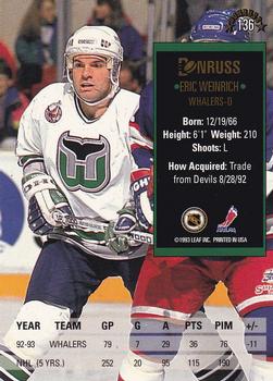 1993-94 Donruss #136 Eric Weinrich Back