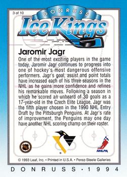 1993-94 Donruss - Ice Kings #3 Jaromir Jagr Back