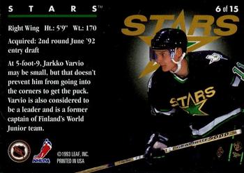 1993-94 Donruss - Rated Rookies #6 Jarkko Varvio Back