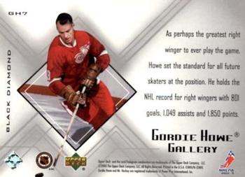 1999-00 Upper Deck Black Diamond - Gordie Howe Gallery #GH7 Gordie Howe Back