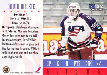 1993-94 Donruss - 1994 World Junior Championship USA #USA 22 David Wilkie Back