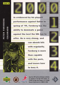 1999-00 Upper Deck MVP - 21st Century NHL #21st-4 Peter Forsberg Back
