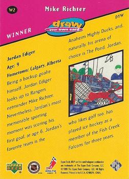 1999-00 Upper Deck MVP - Draw Your Own Card #W2 Mike Richter Back