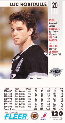 1993-94 Fleer PowerPlay #120 Luc Robitaille Back